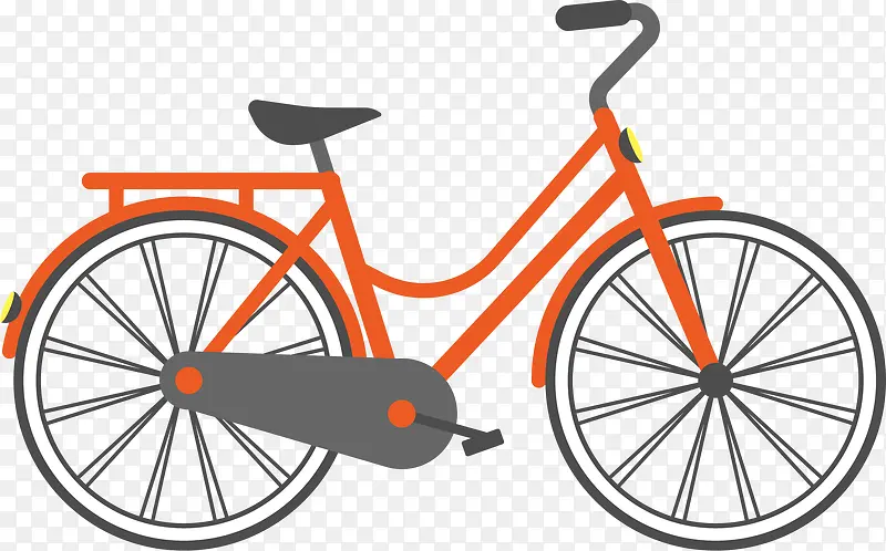 手绘橙色自行车