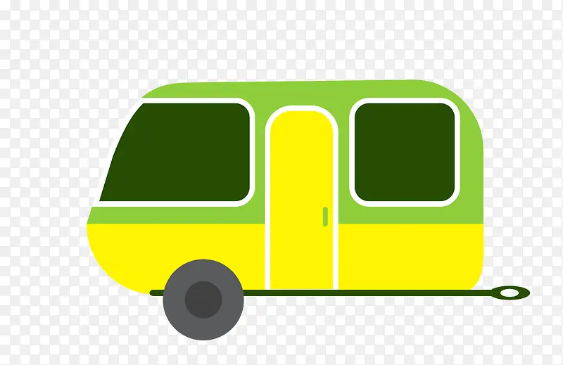 矢量黄色绿色卡通公共汽车