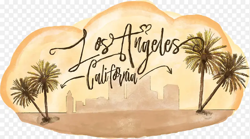 洛杉矶矢量卡通风格棕榈树