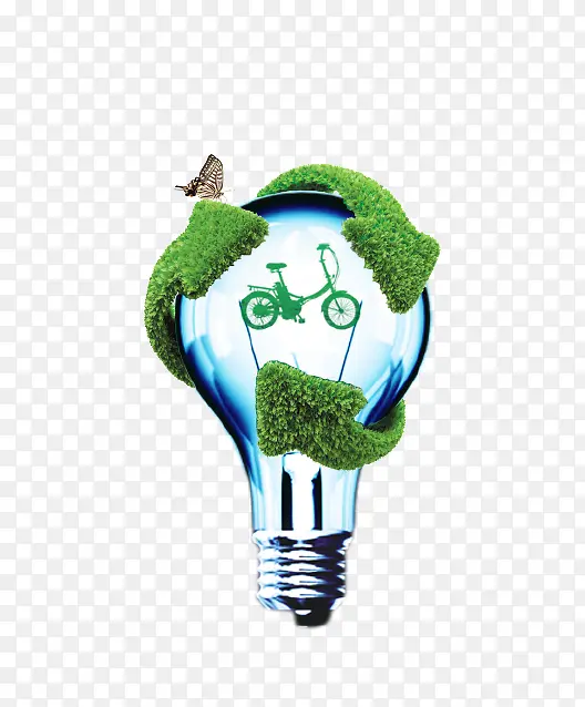 绿色创意低碳节能灯泡免抠
