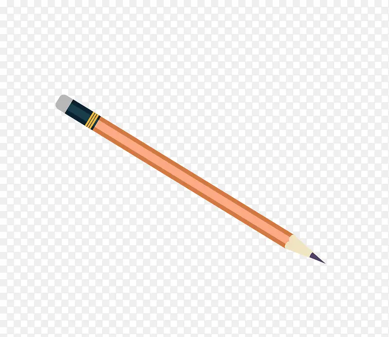 一根橘黄色带橡皮的铅笔