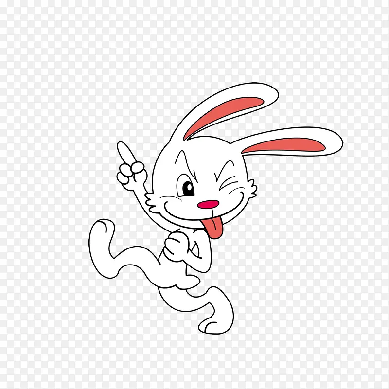 卡通边跑边做搞怪表情的小兔子素