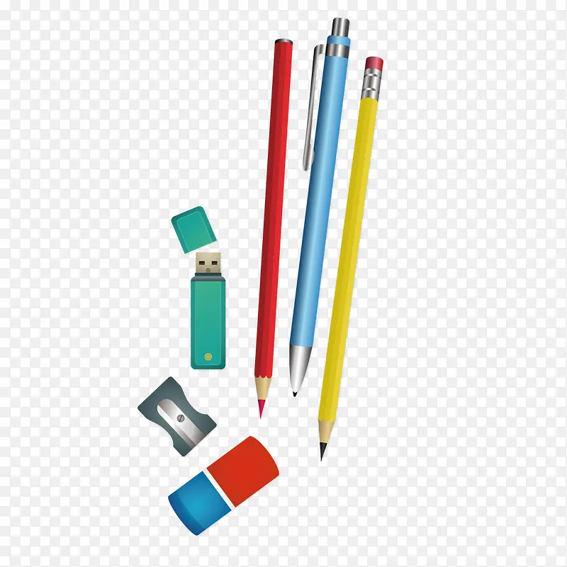 矢量铅笔文具