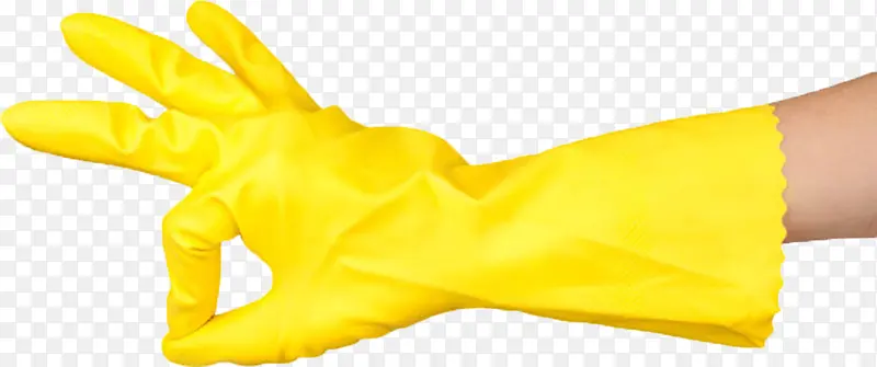 黄色防污染ok手势手套实物