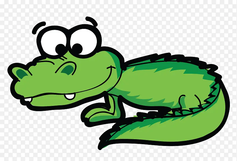 绿色鳄鱼超萌卡通手绘Q版免抠下