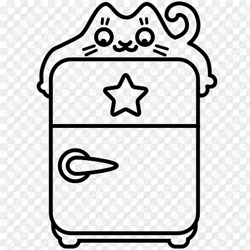 手绘创意卡通贴纸小猫咪电冰箱