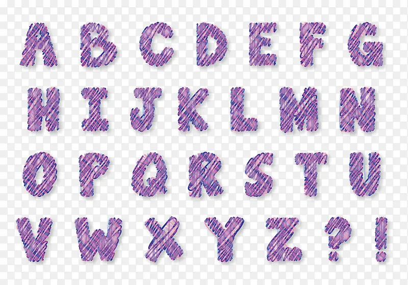 矢量紫色马克笔涂色英文字母表