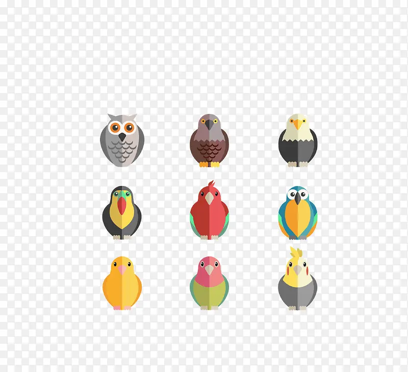 矢量彩色小动物猫头鹰鸟类