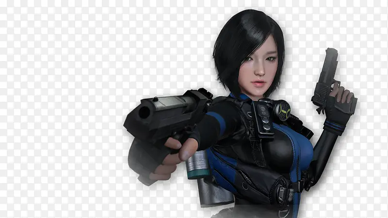 冷艳黑衣双枪美女