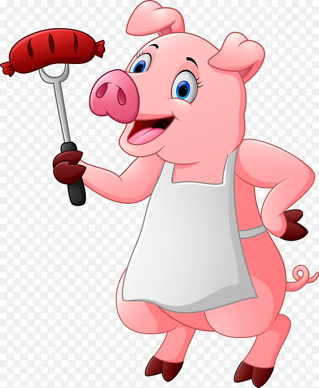 卡通可爱小猪厨师