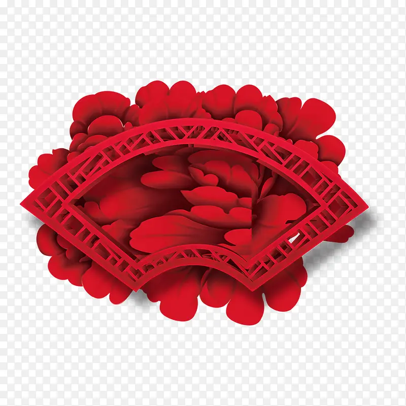 创意红色花卉中国风海报标题装饰