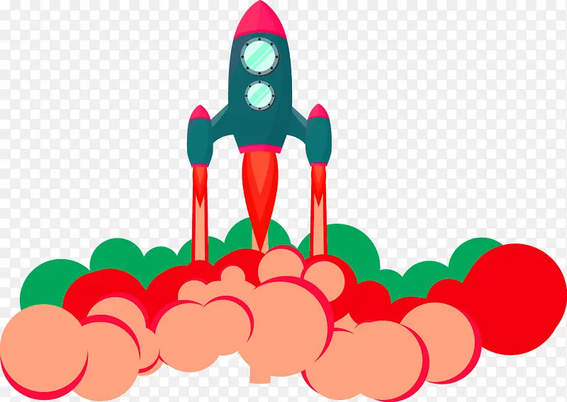 红色卡通火箭装饰图案