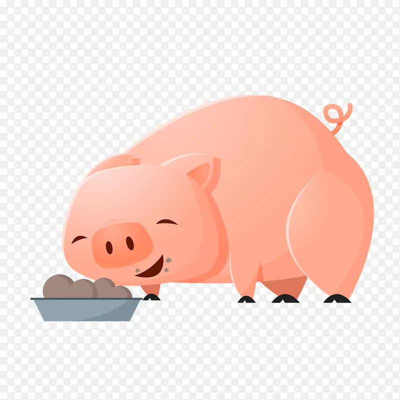 用餐的小猪动物设计