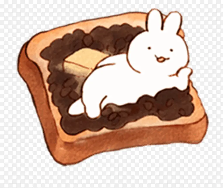 面包片上的白兔卡通