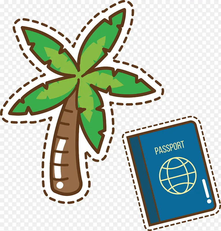 椰子树护照旅游常备物品小图标I