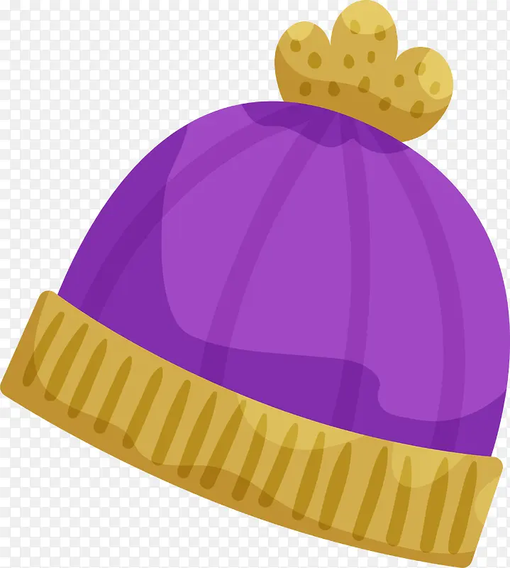 矢量卡通紫色棉帽