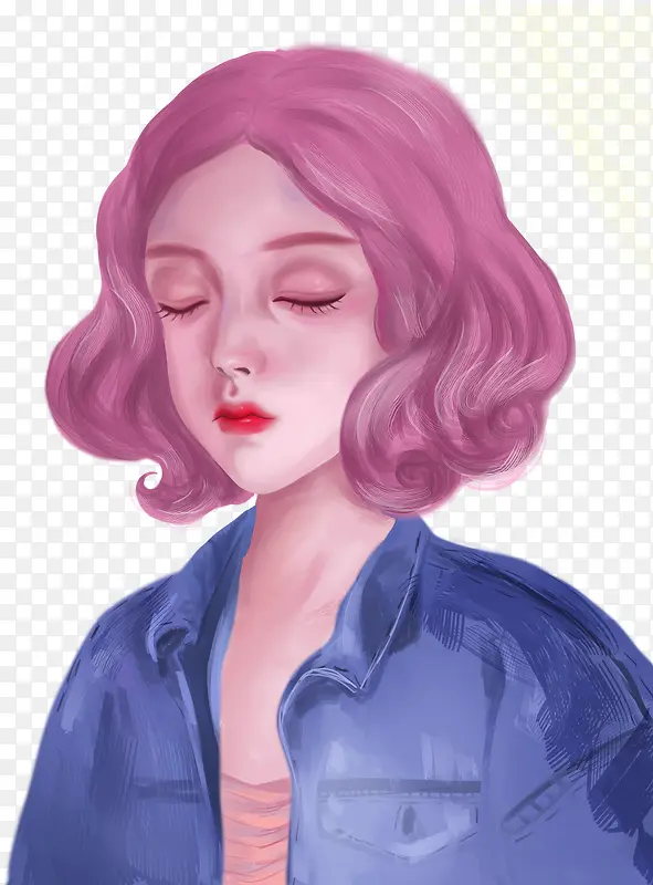 手绘卡通美女插画素材