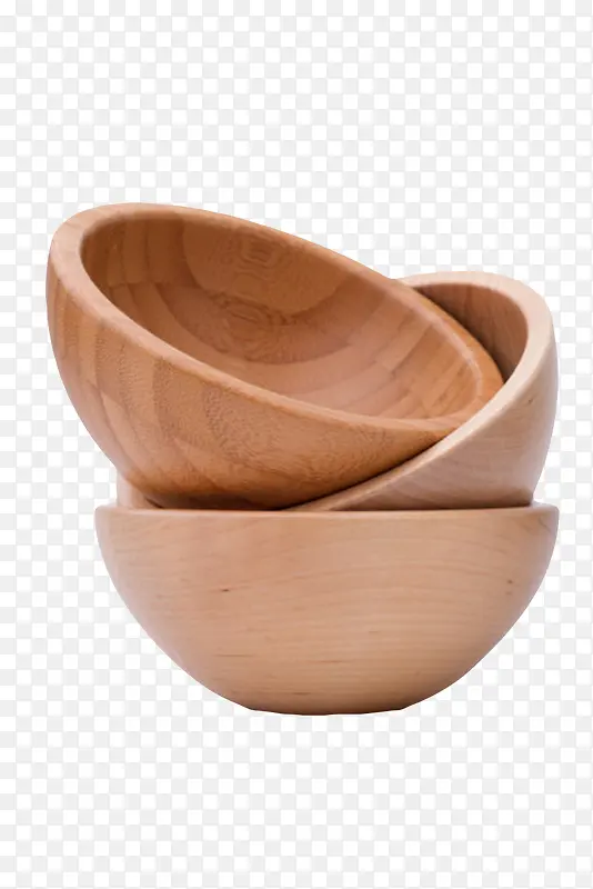 棕色容器层叠空的木制碗实物