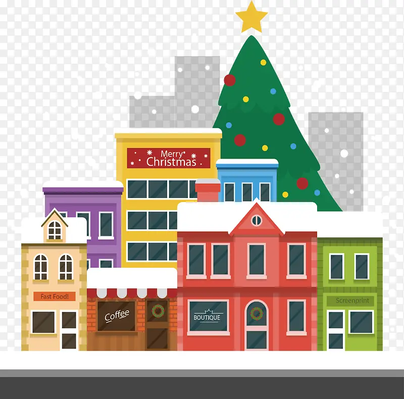 彩色房屋圣诞小镇