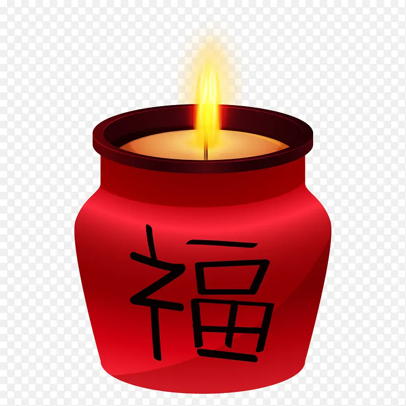 新年红色福字蜡烛