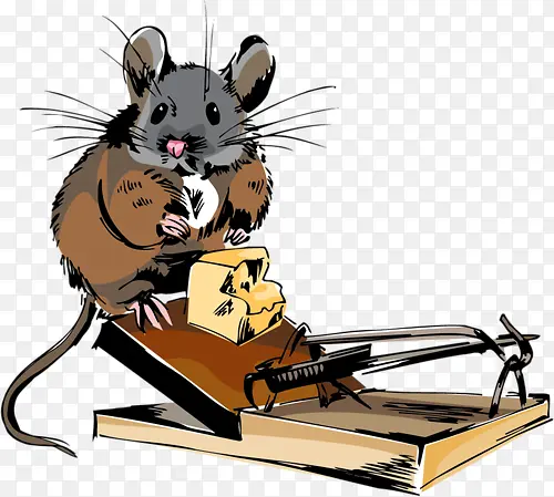 卡通偷吃老鼠捕鼠器