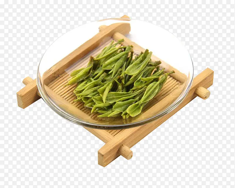 竹架上的皇茶茶叶图片素材