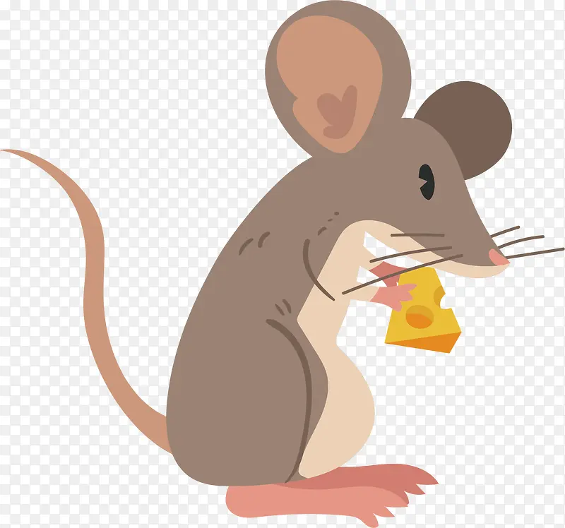 矢量图偷吃奶酪的老鼠
