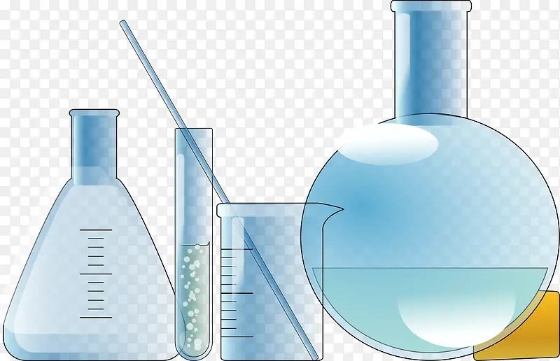 手绘卡通蓝色化学实验器材
