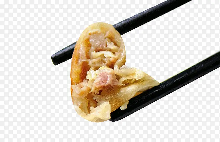 筷子夹起的锅贴素材