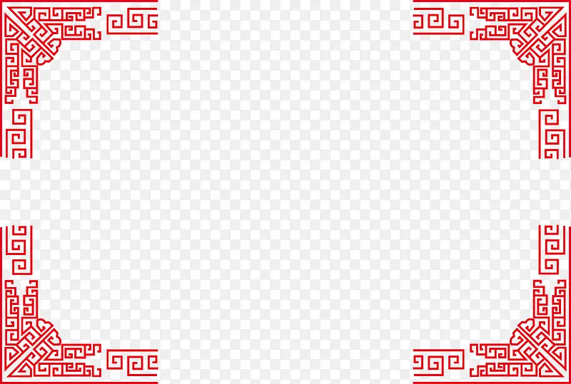 红色矩形窗纹素材图