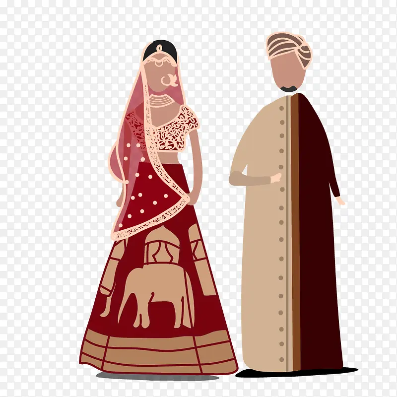 缅甸新郎新娘卡通图