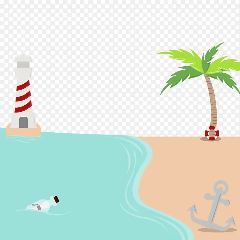 夏日海边风景矢量素材