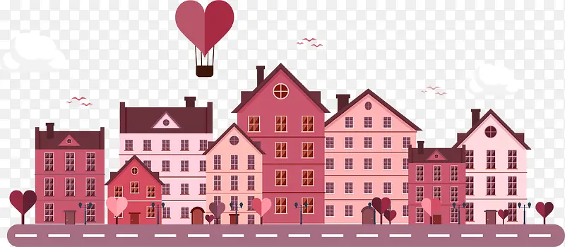 红色房子装饰图案