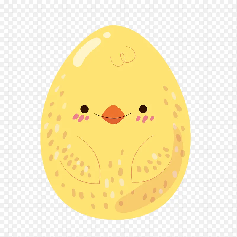 卡通黄色小鸡复活节彩蛋矢量图