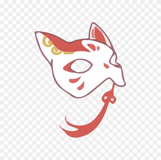 手绘插画风白色狐狸面具