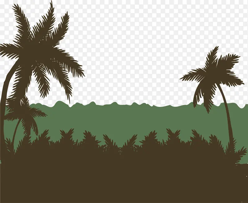 矢量椰子树剪影