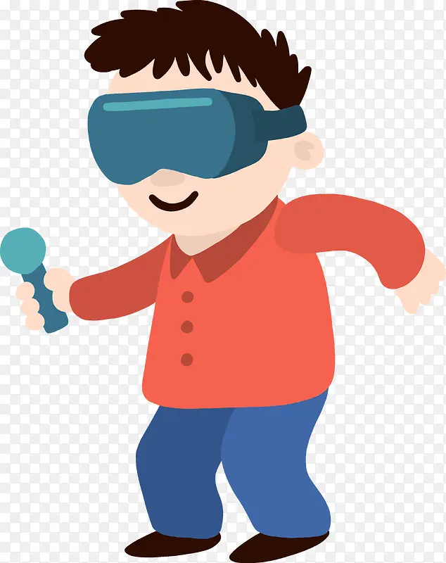 戴VR眼镜虚拟现实中唱歌人物矢