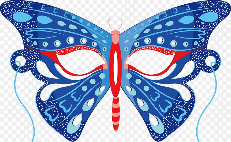 蓝色蝴蝶装饰面具元素