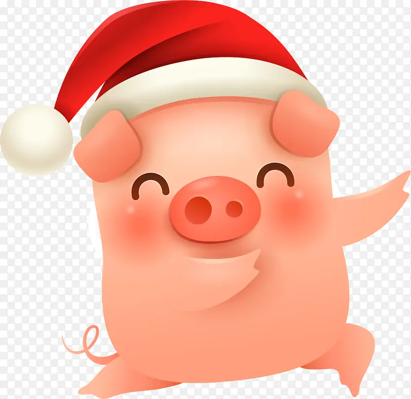 C4D圣诞节立体猪形象装饰图案