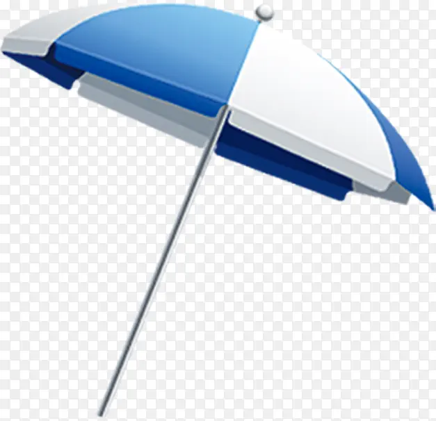 蓝白色卡通太阳伞沙滩