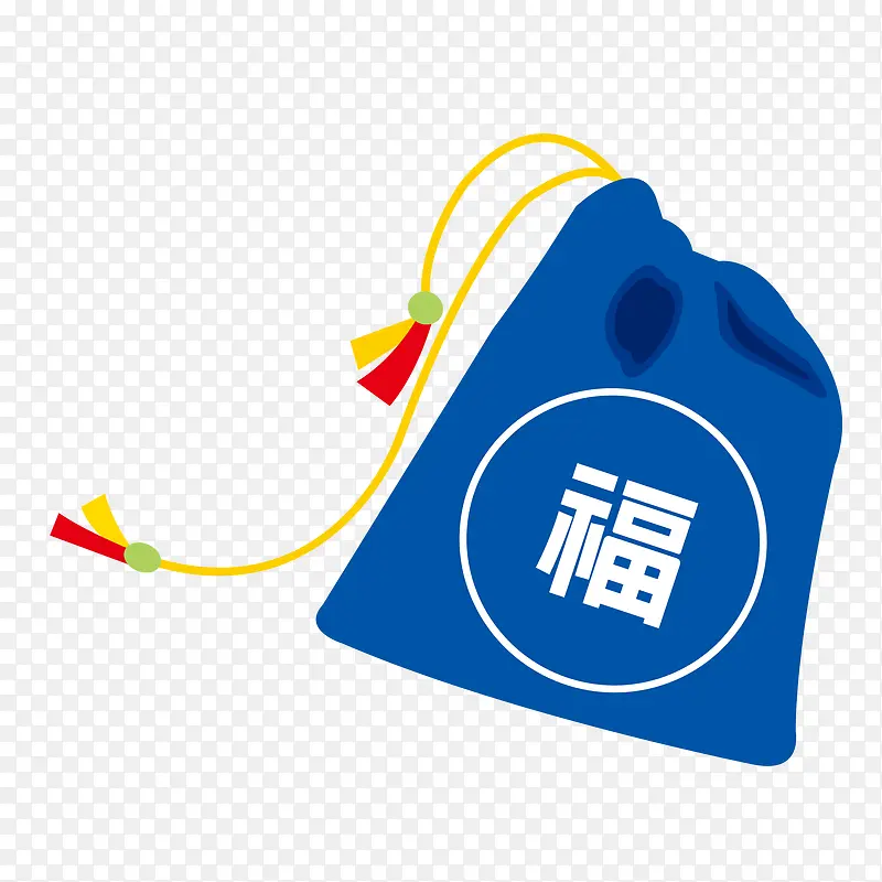 矢量手绘蓝色福袋