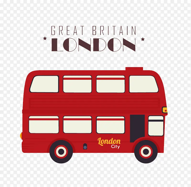 红色伦敦双层巴士矢量