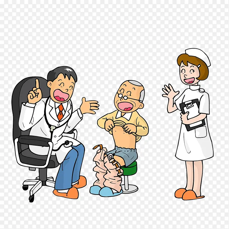 卡通脱衣服给医生做检查的病人素