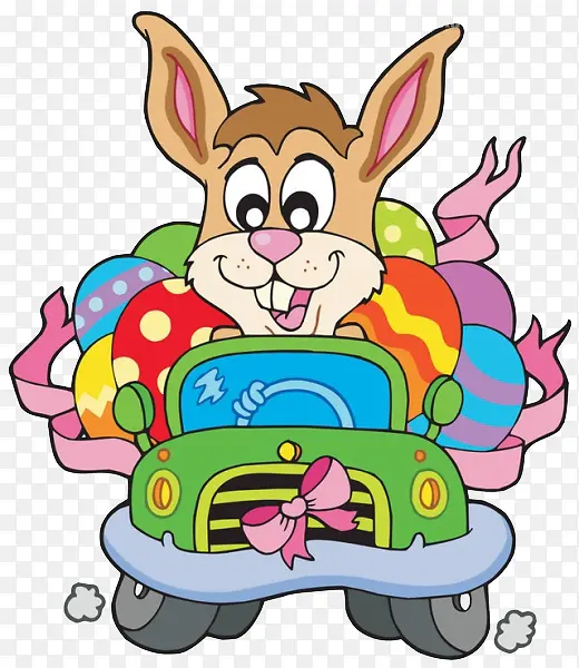 复活节开着小车的兔子