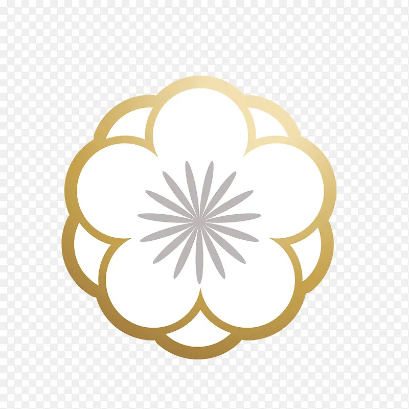 白色金边花朵元素