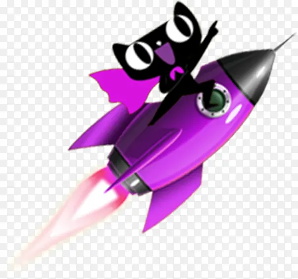 紫色卡通火箭天猫超人