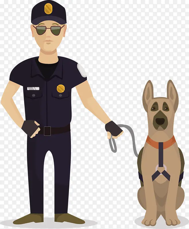 警察和警犬矢量图