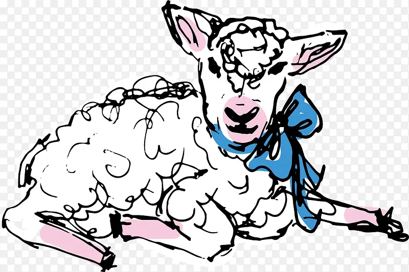 水彩手绘山羊设计
