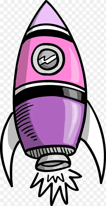矢量卡通紫色火箭