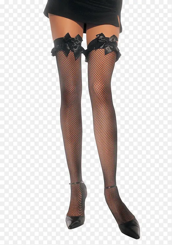 黑色蝴蝶结大腿袜连裤袜女性腿部